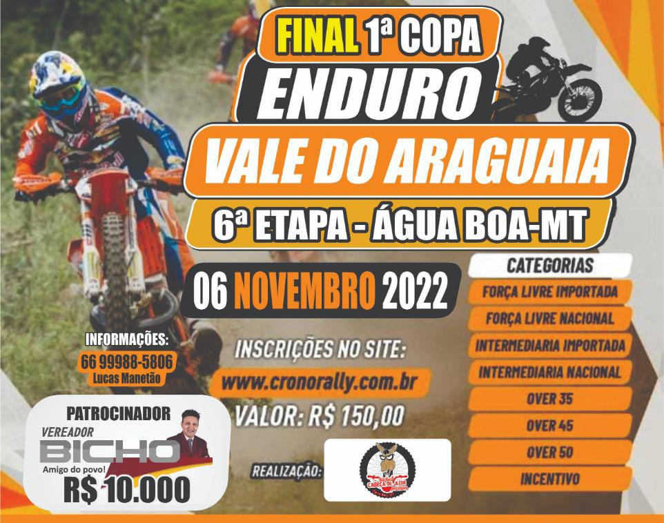 1° Copa Vale do Araguaia de Enduro 2022-6ª Etapa Água Boa